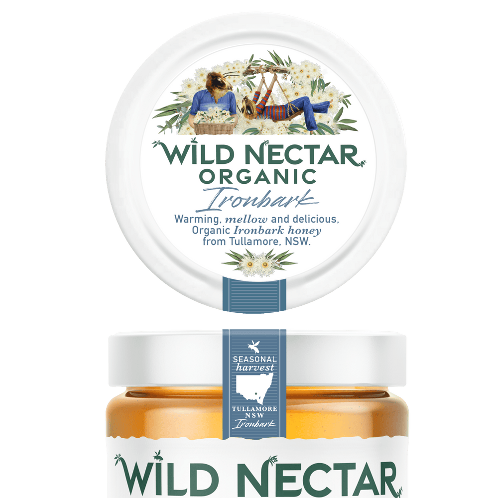 Organic Ironbark Australian Honey - 350g Jar - 2x Pack of 6 (12 total) - Wild Nectar Honey