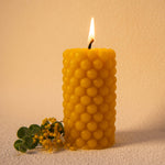 Wild Nectar Beeswax Candle - Bump Pillar - Wild Nectar Honey