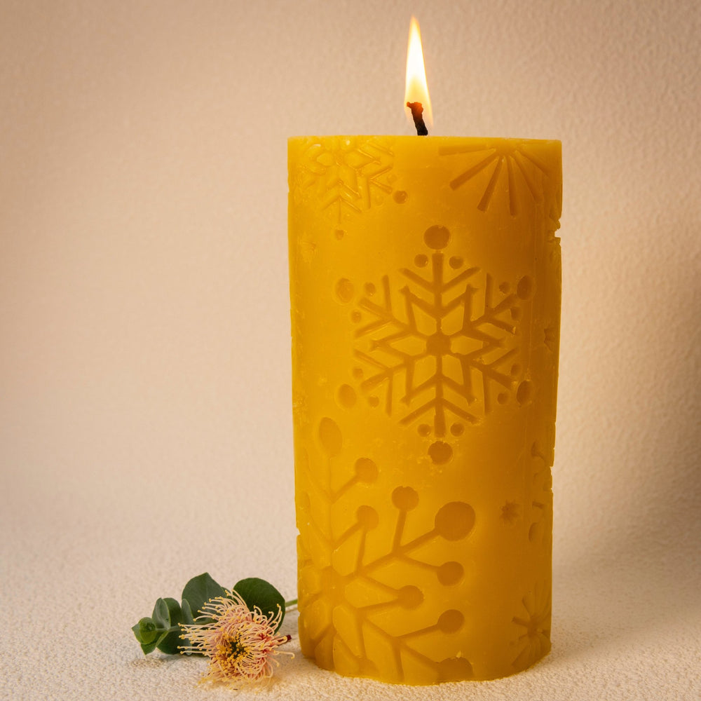 Wild Nectar Beeswax Candle - Large Christmas Pillar - Wild Nectar Honey