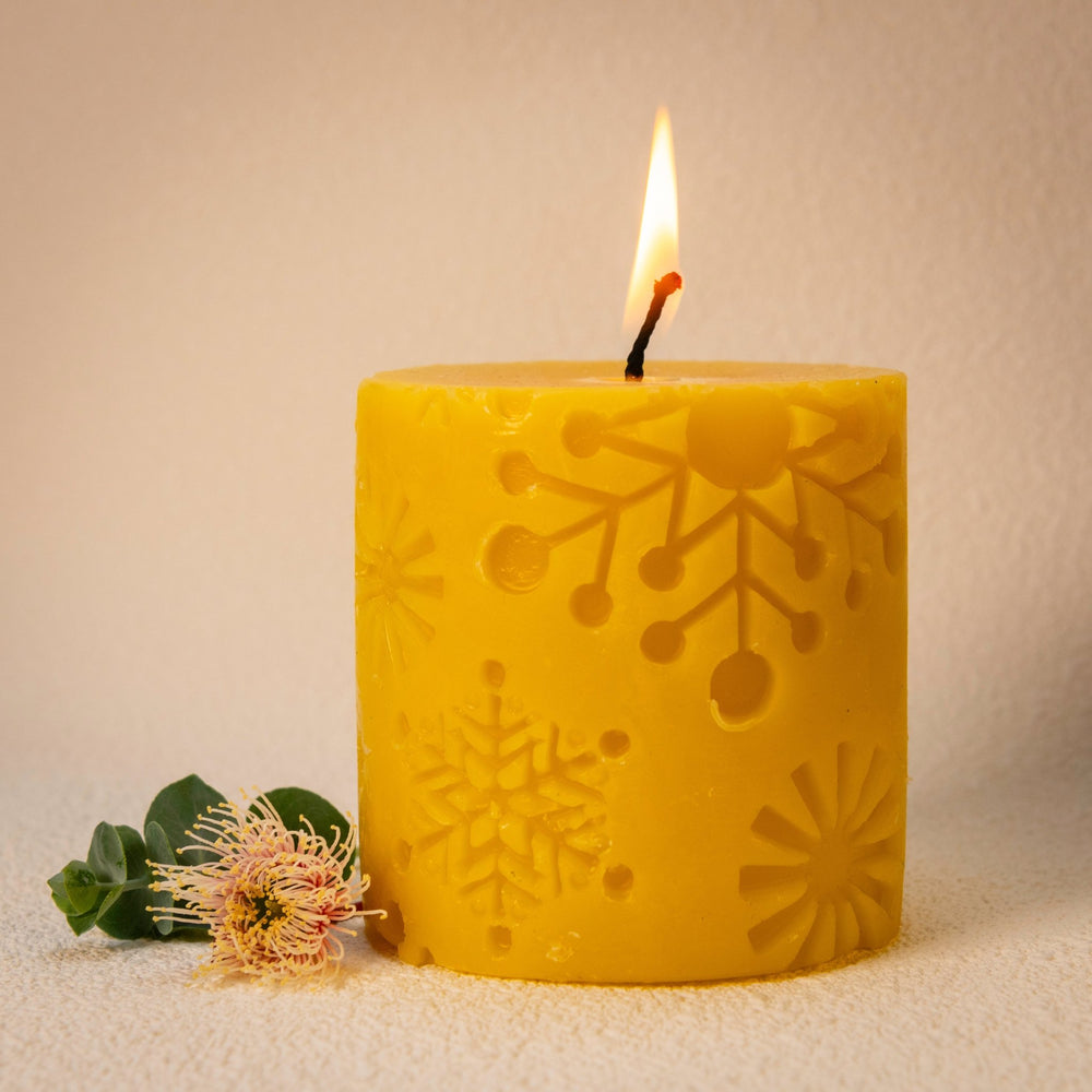 Wild Nectar Beeswax Candle - Small Christmas Pillar - Wild Nectar Honey