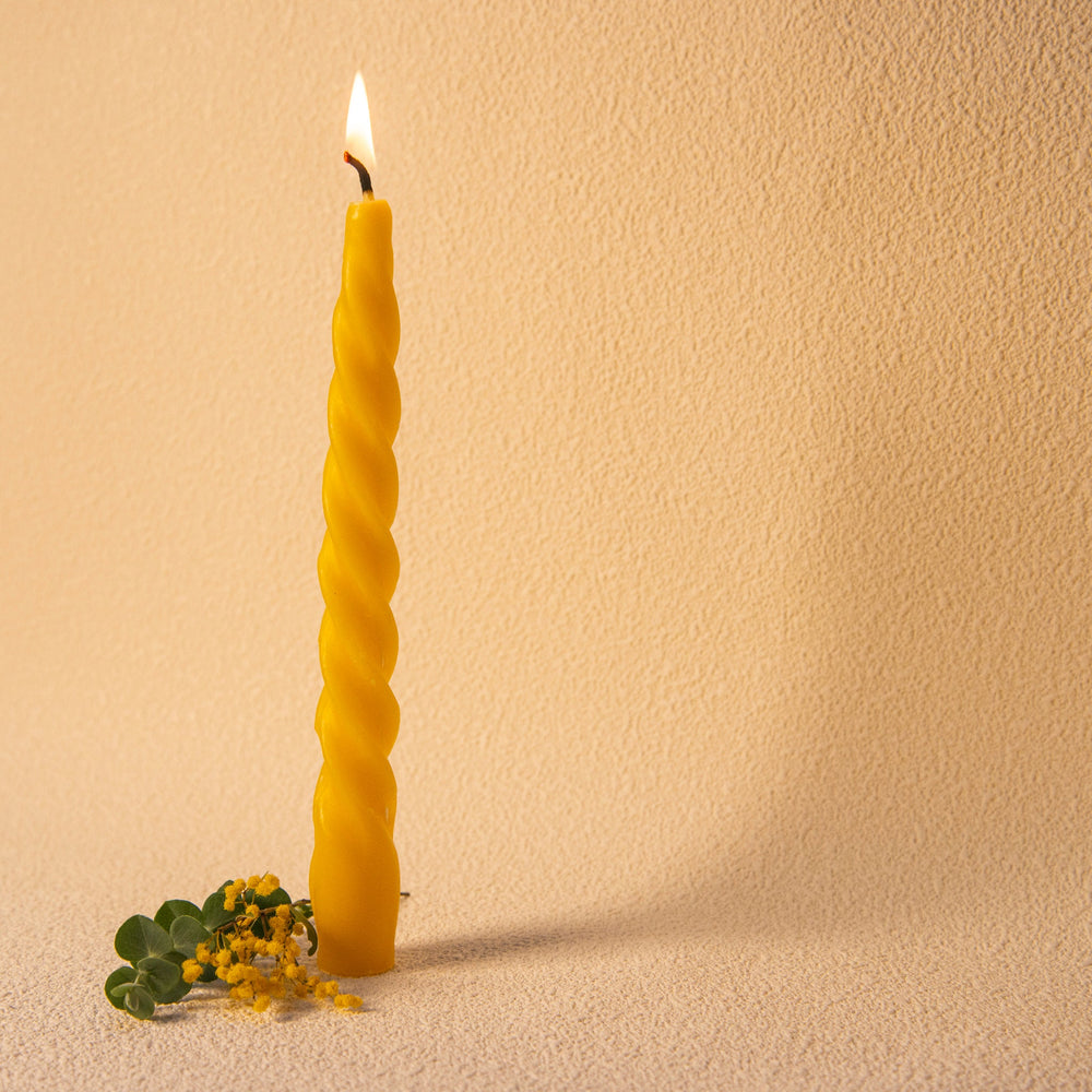 Wild Nectar Beeswax Candle - Twisted Taper Pack of Two - Wild Nectar Honey